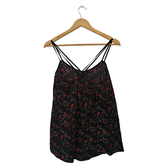 Black Floral Spaghetti Strap Tank Top
