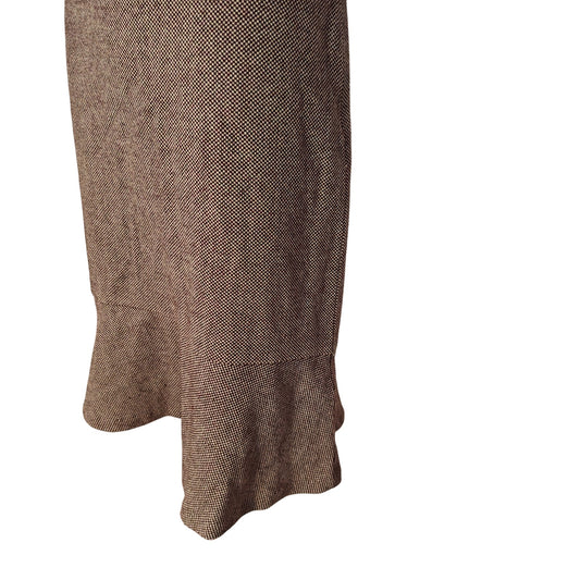 Wool Blend Pencil Skirt with Ruffle Hem