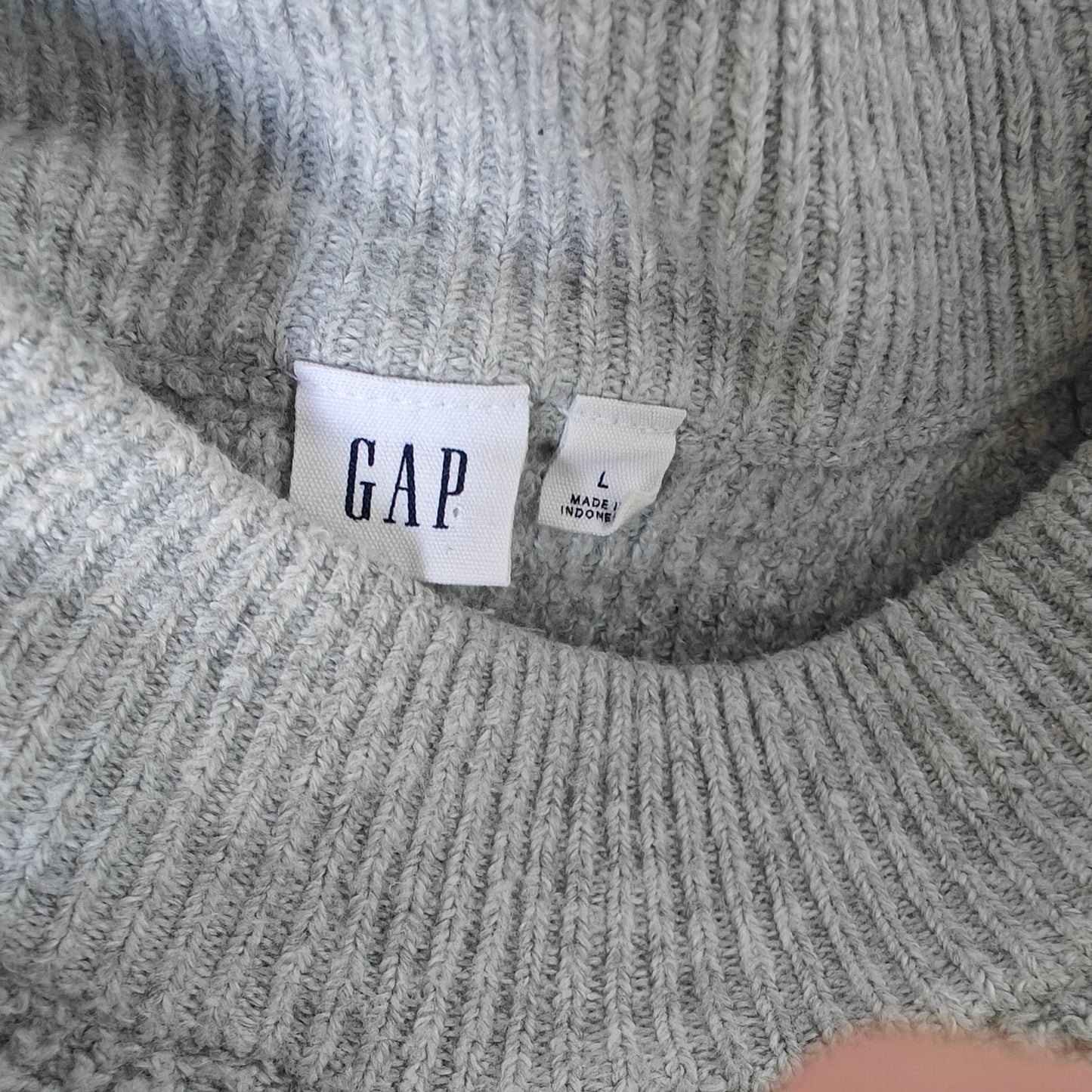 Gray Waffle-Knit Crewneck Sweater