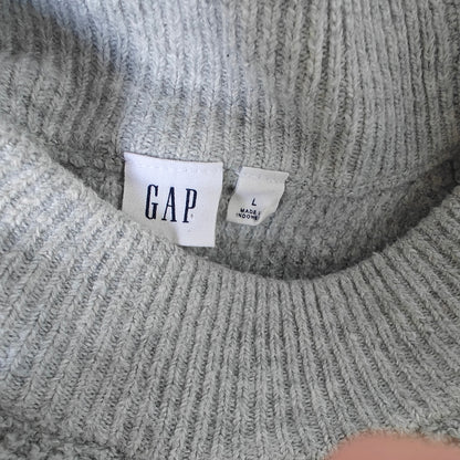 Gray Waffle-Knit Crewneck Sweater