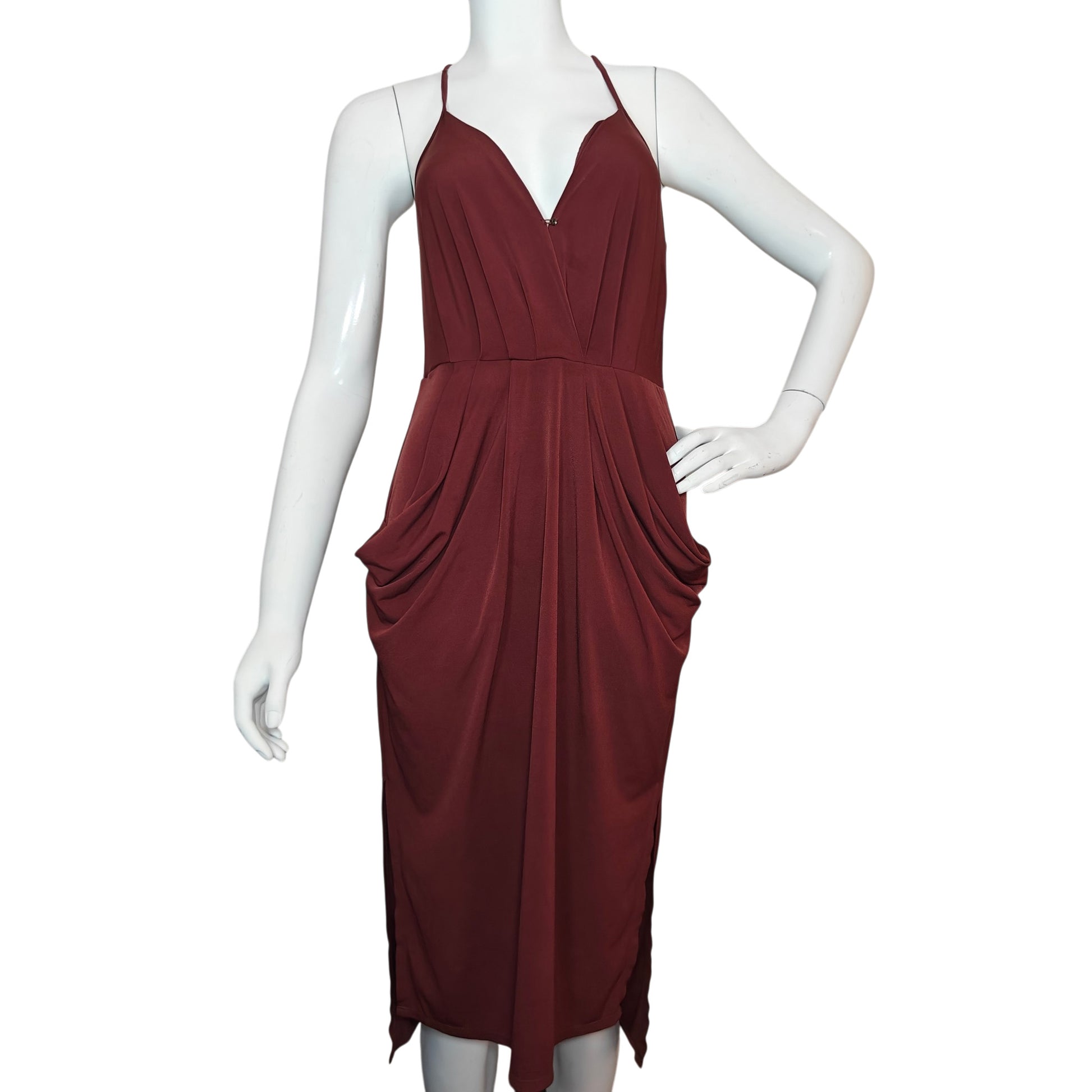 Burgundy Midi Cocktail Dress