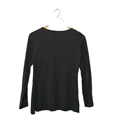 Blue Gray Long Sleeve V Neck Top