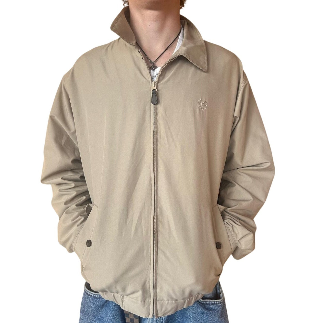 Tan Zip-Up Plaid-Lined Jacket