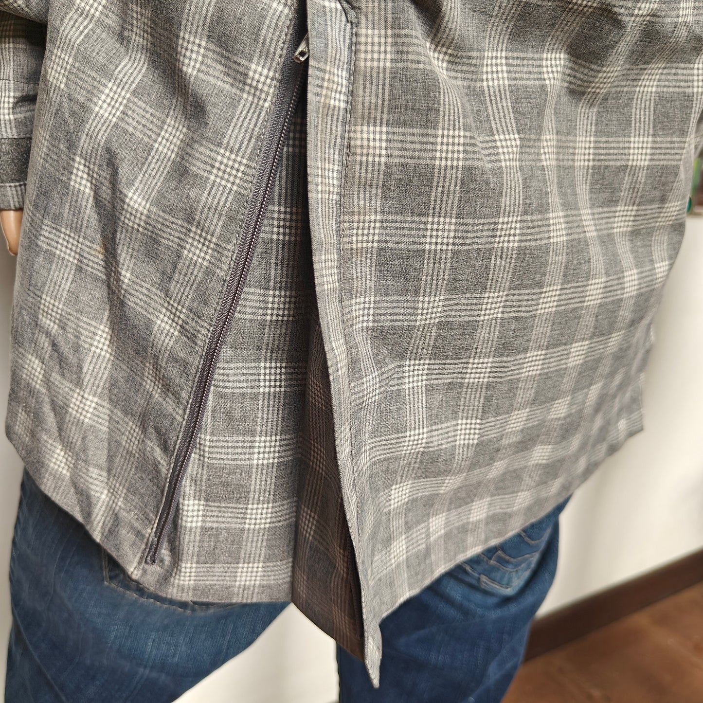 Gray Plaid Softshell Equestrian Field Jacket