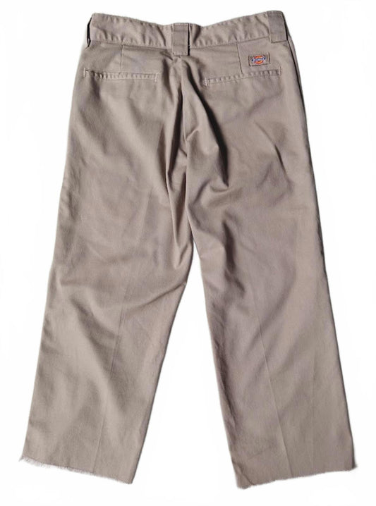 Khaki Flat Front Cargo Pants (Cropped)