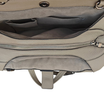 Taupe Snake-Embossed Leather Satchel