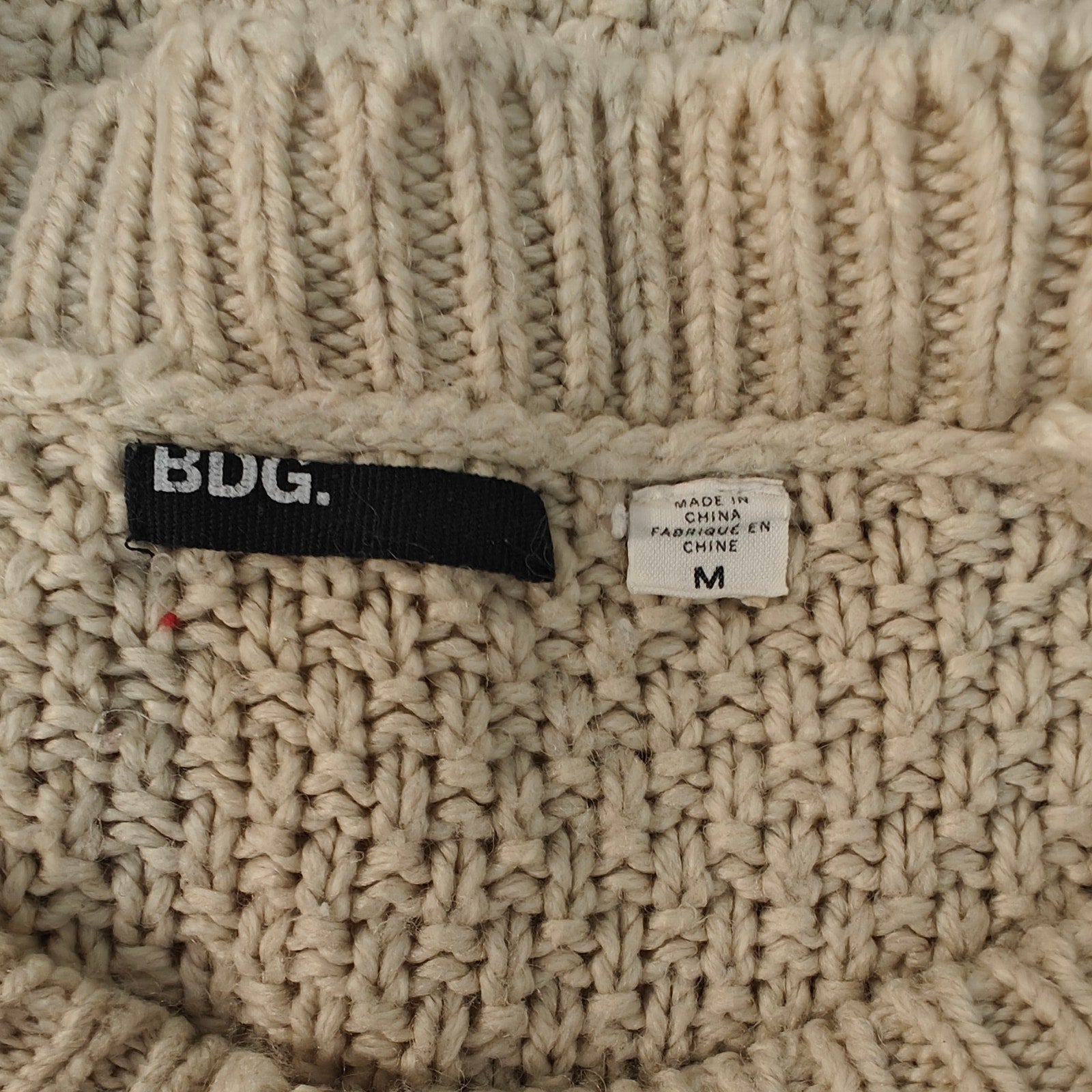 Beige Cable Knit Chunky Crew Sweater