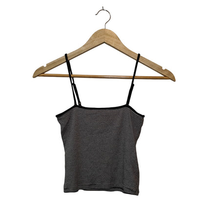Black and White Striped Cropped Cami Tank