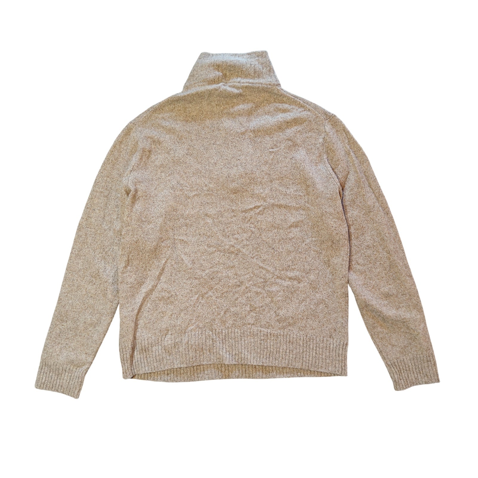 Beige Heathered Quarter Zip Pullover Sweater