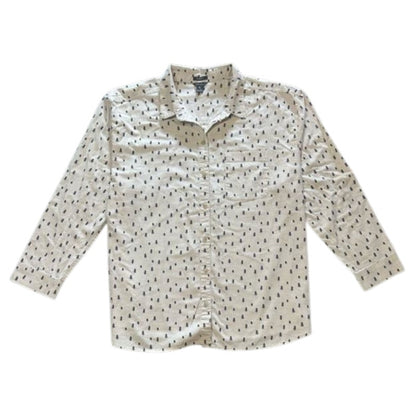 Boyfriend Fit Ivory Trees Pattern Button-Up Shirt
