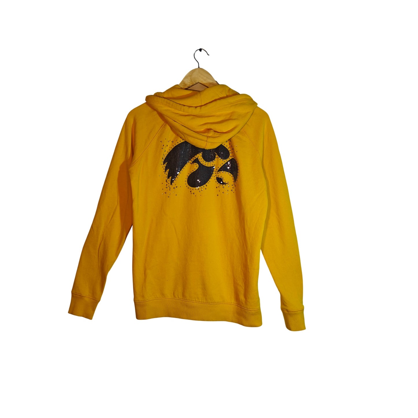 Yellow Iowa Hawkeyes Zip-Up Hoodie With Rhinestone Logo
