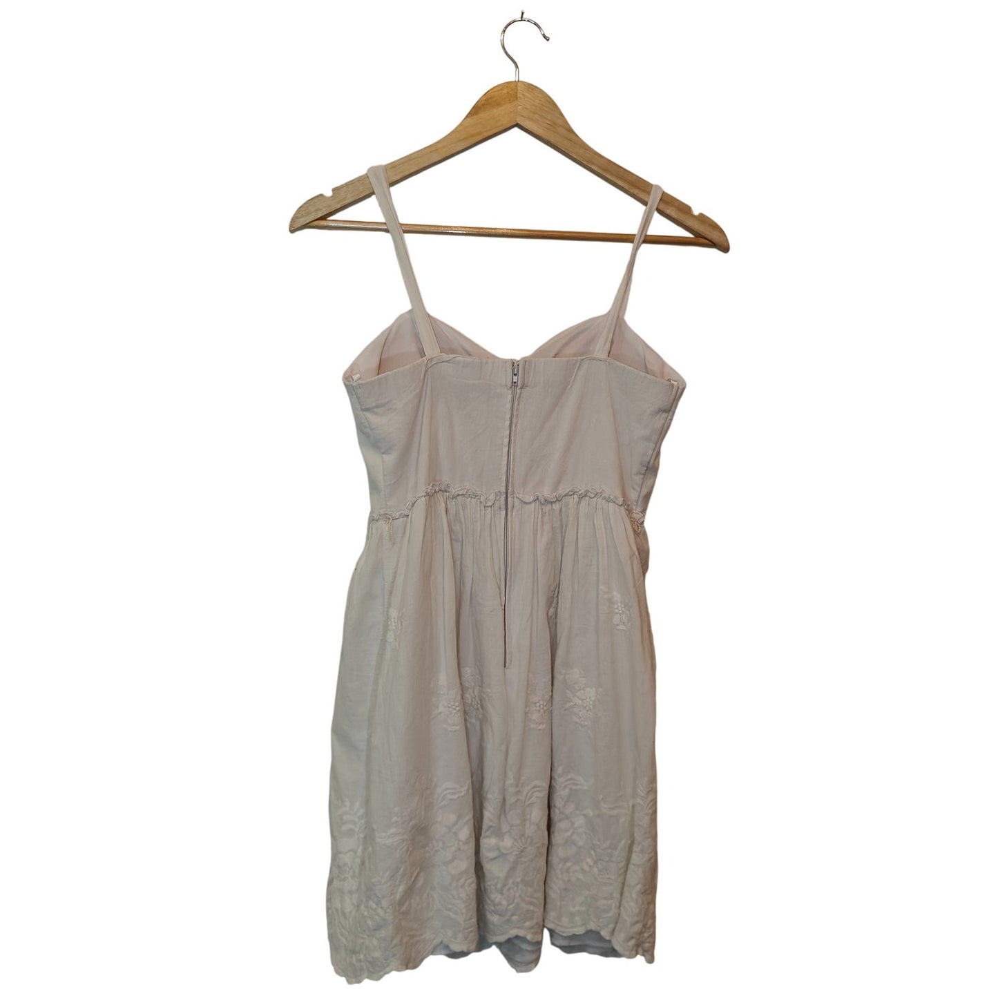 Cream Embroidered Babydoll Mini Dress