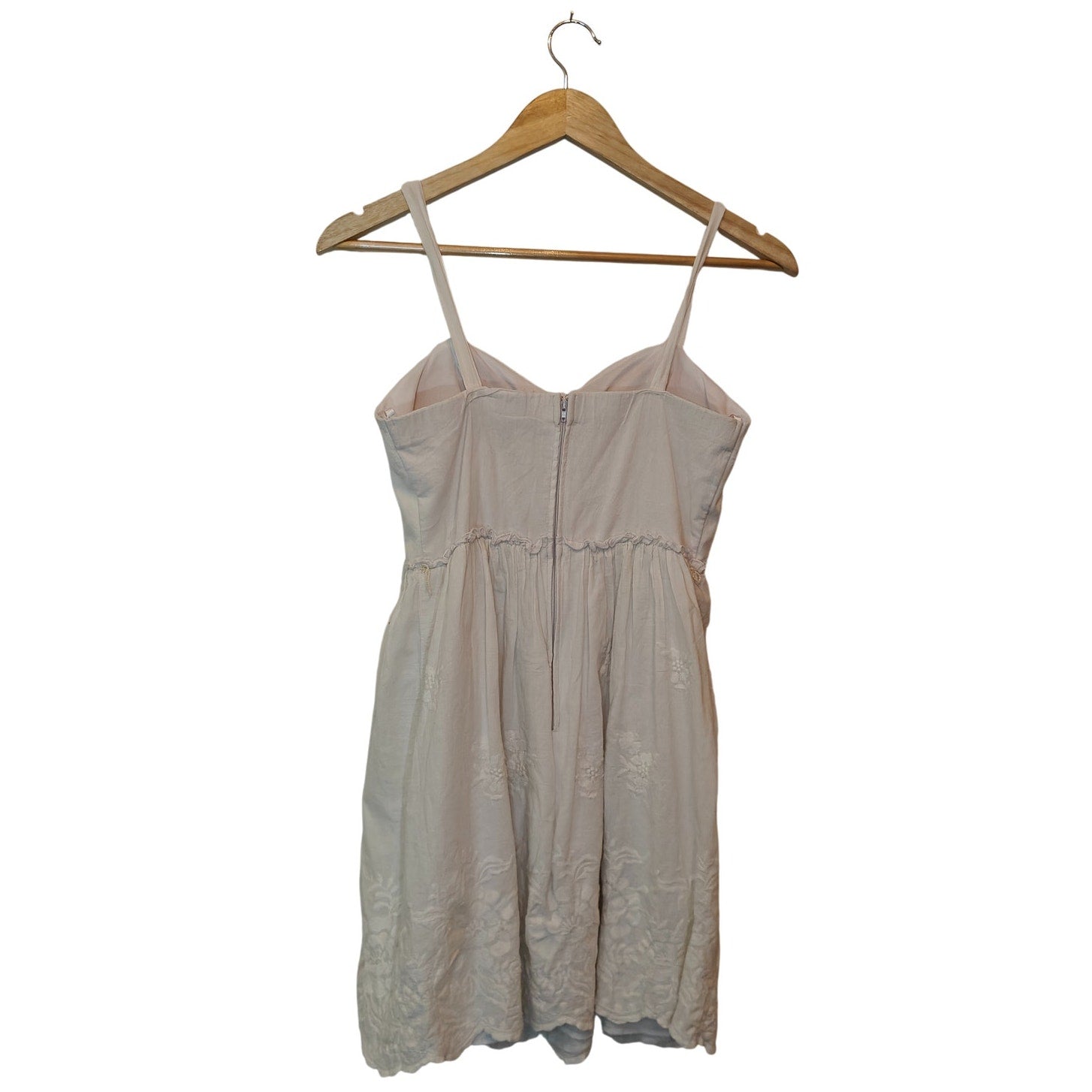 Cream Embroidered Babydoll Mini Dress