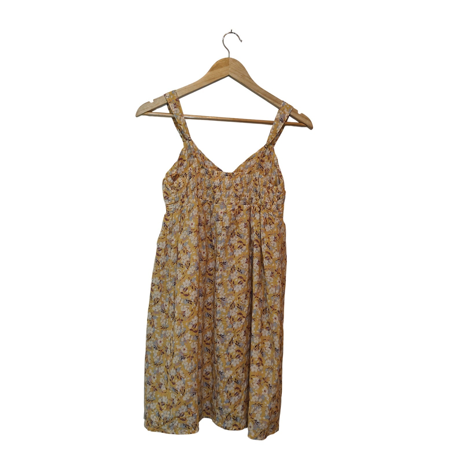 Yellow Floral Babydoll Mini Dress