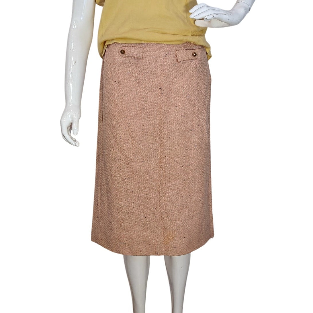 Vintage 70s Wool Tweed Midi Skirt