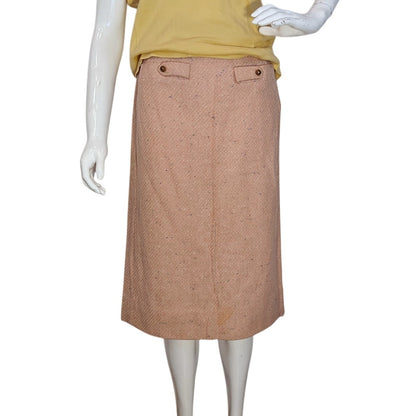 Vintage 70s Wool Tweed Midi Skirt
