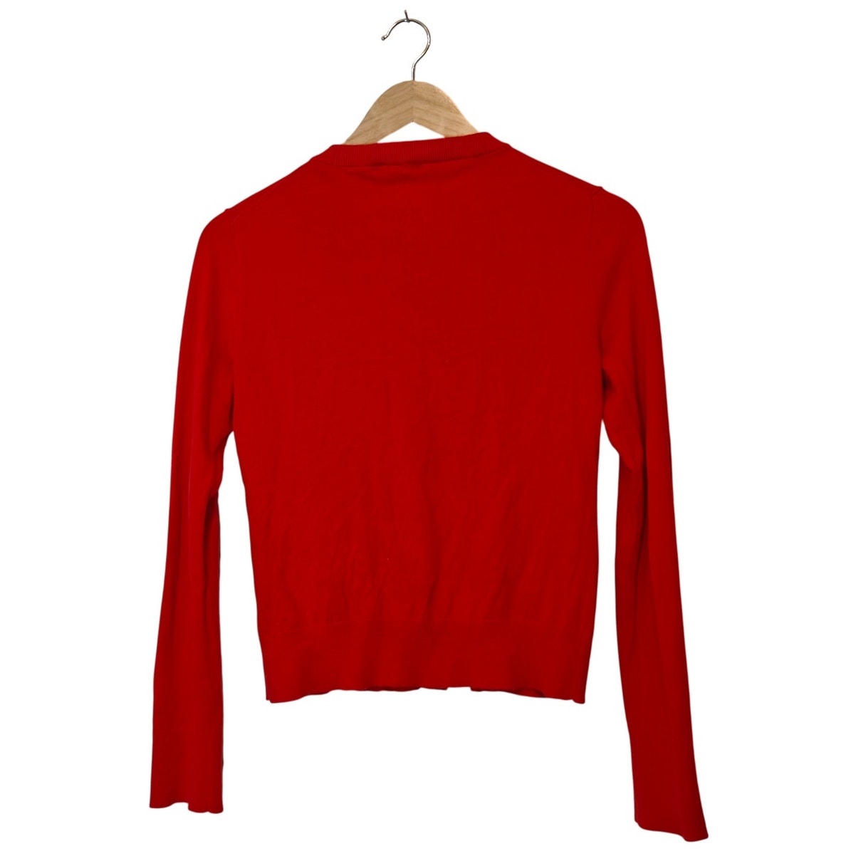 Red Cotton Button Front Cardigan Sweater