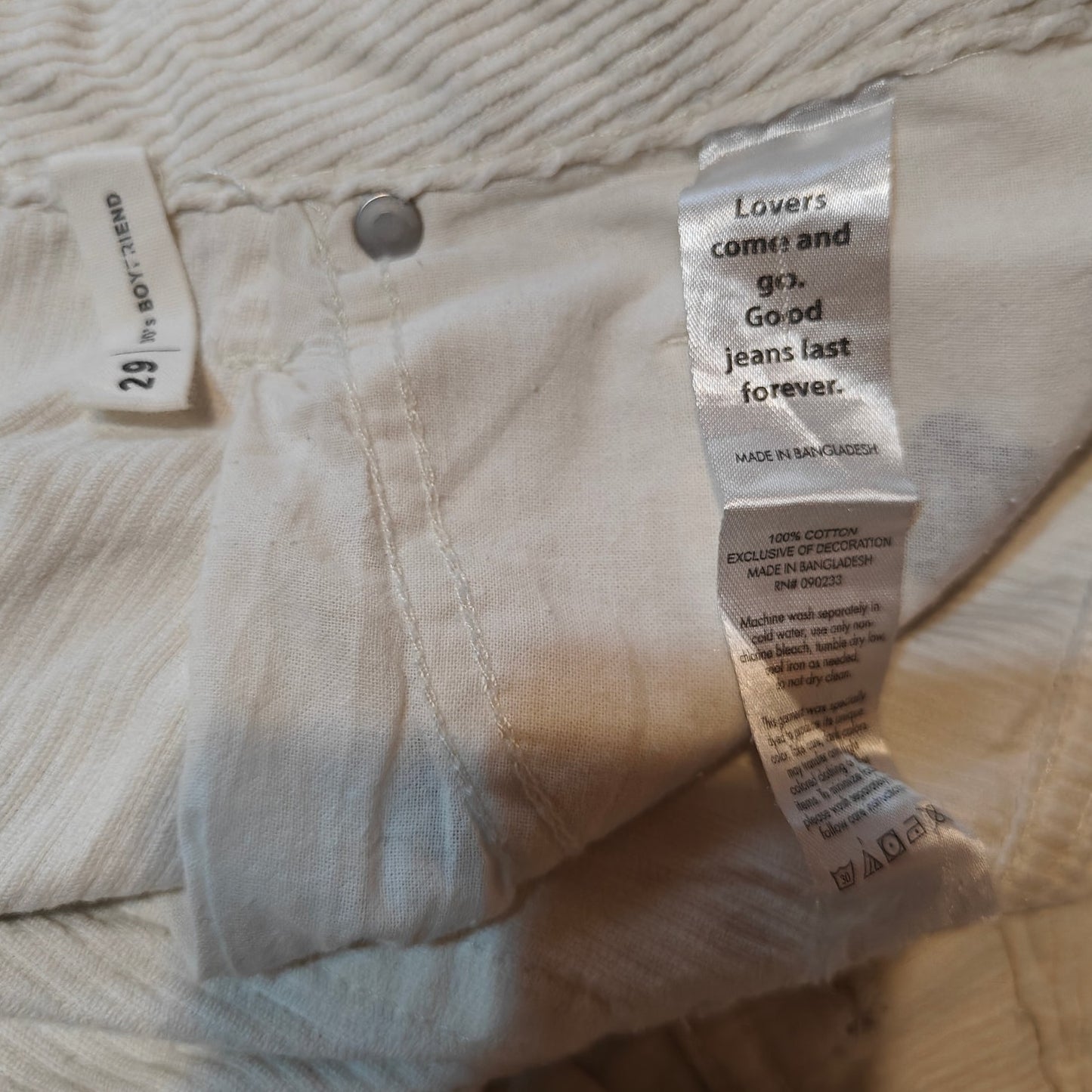 Ivory Floral Embroidered Boyfriend Fit Corduroys