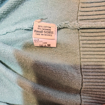 Aqua Cotton Cashmere Crewneck Sweater