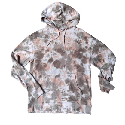 Gray and Pink Tie Dye Hoodie