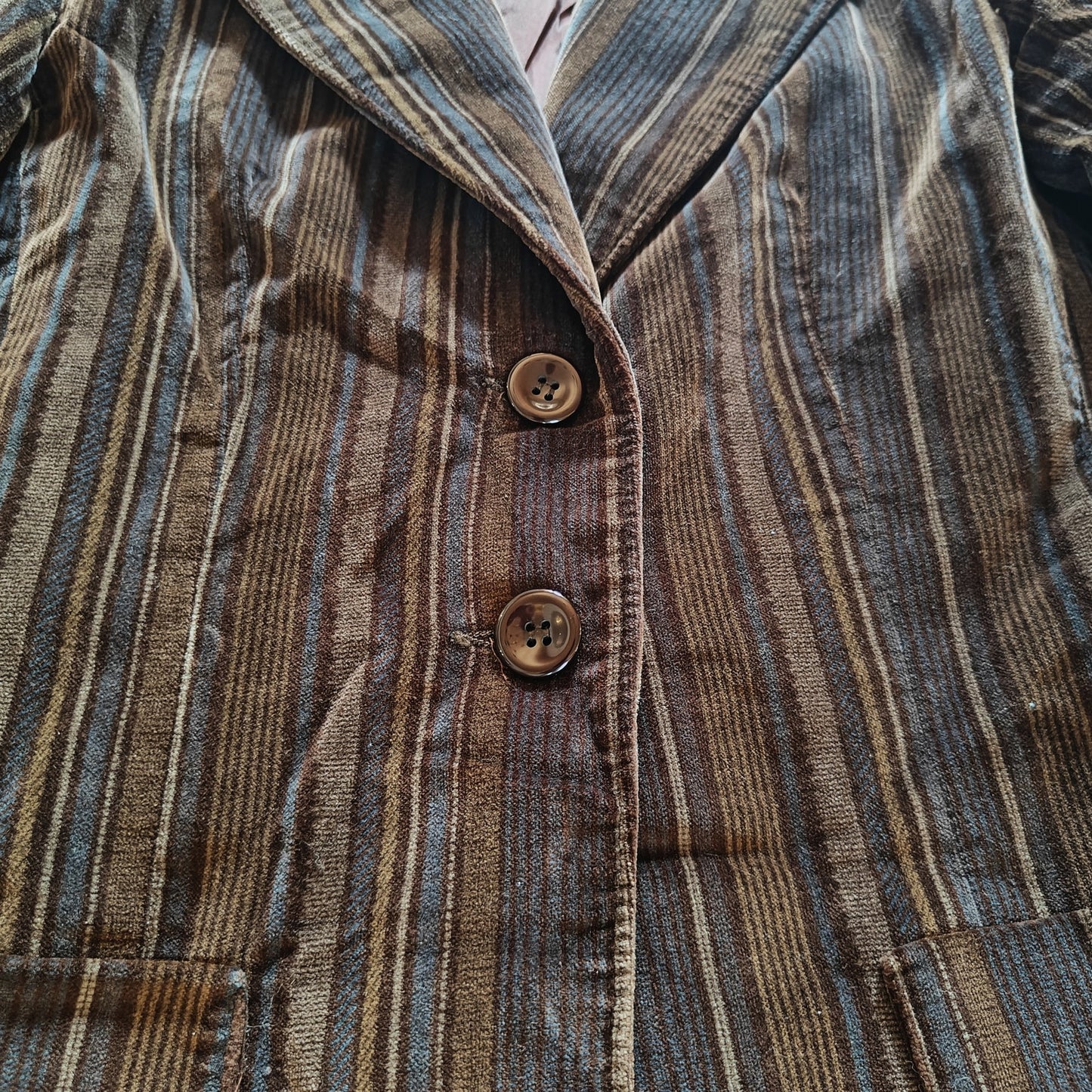 Vintage Brown Striped Velvet Blazer