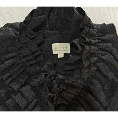 Charcoal Wool Blend Ruffle Collar Jacket