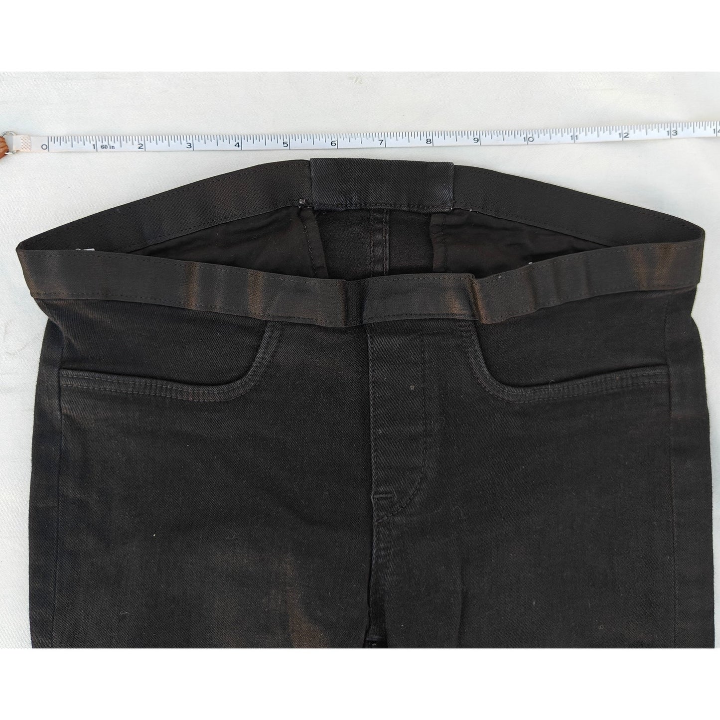 Black Stretch Denim Pull On Skinny Jeans