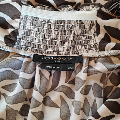 Brown Print Off the Shoulder Mini Dress