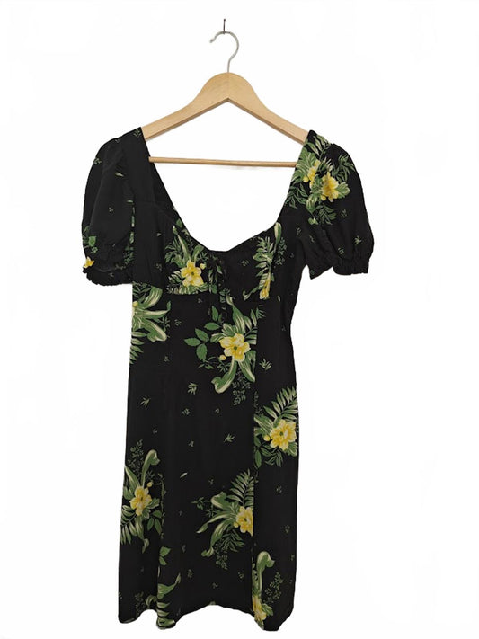 Black Cassia Floral Mini Dress