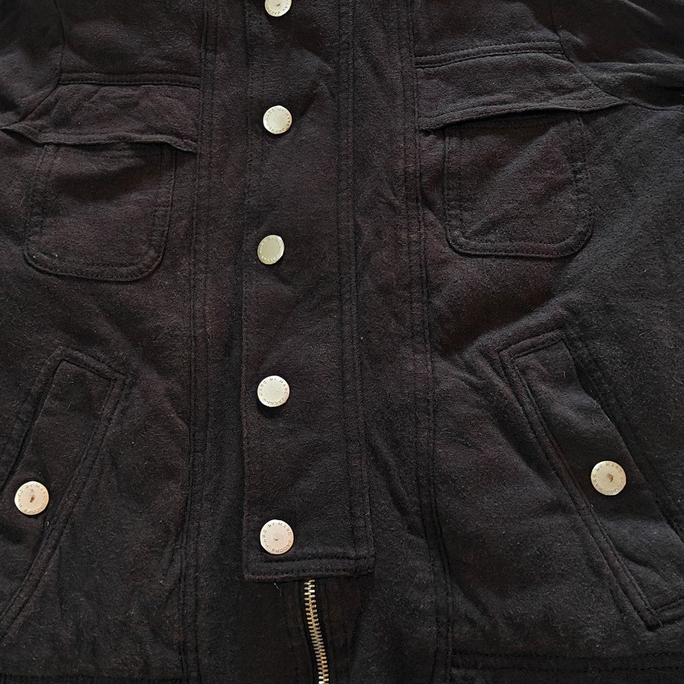 Black Sherpa-Lined Hooded Jacket