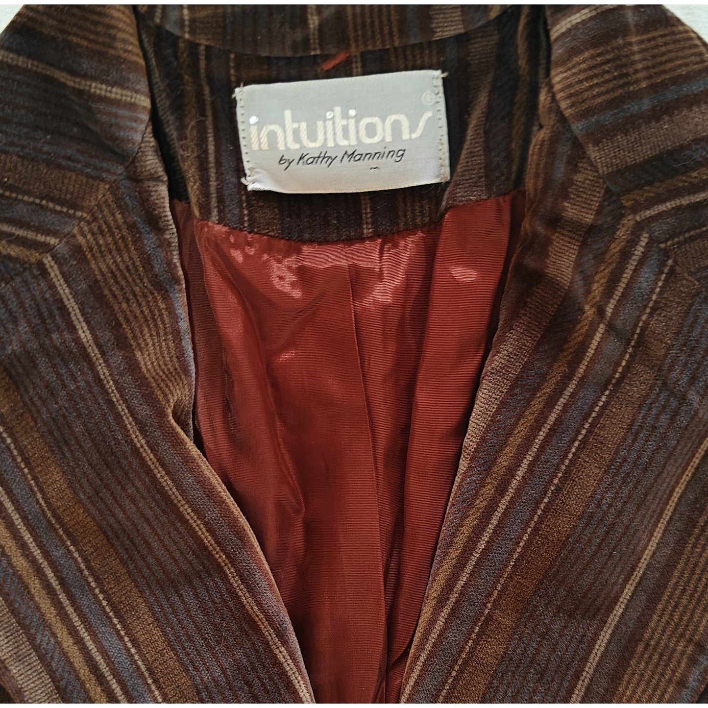 Vintage Brown Striped Velvet Blazer