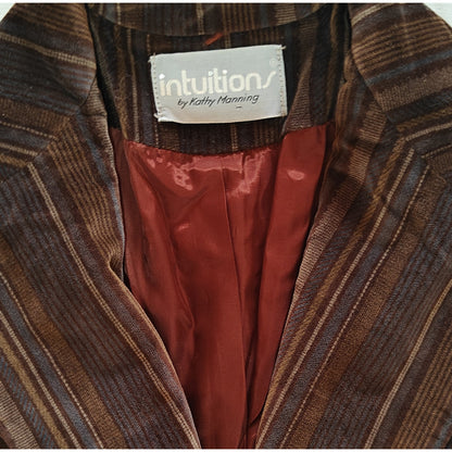 Vintage Brown Striped Velvet Blazer