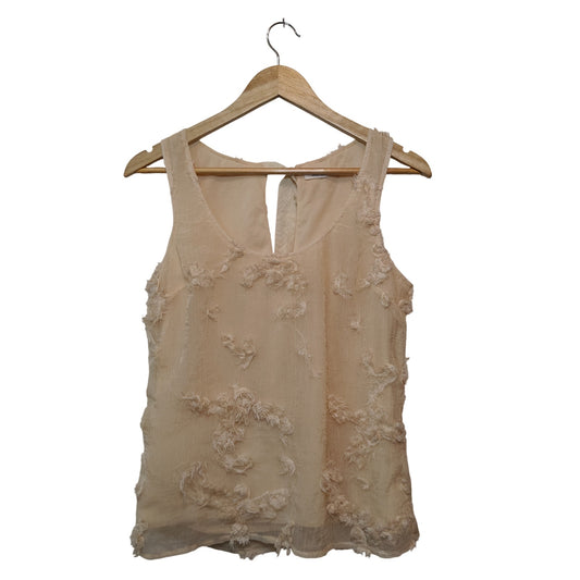 Cream Textured Sleeveless Blouse