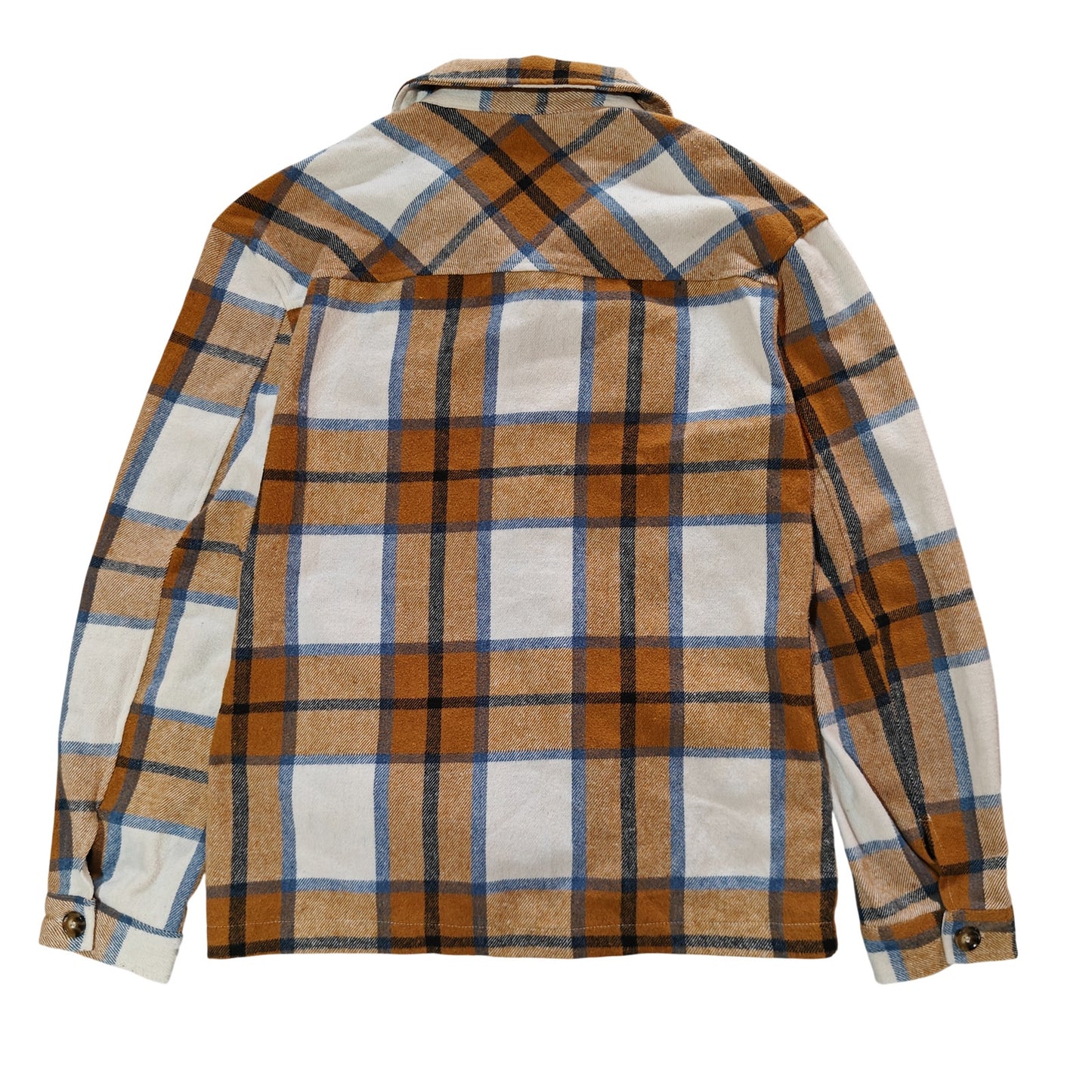 Khaki Plaid Shacket Jacket With Side Pockets