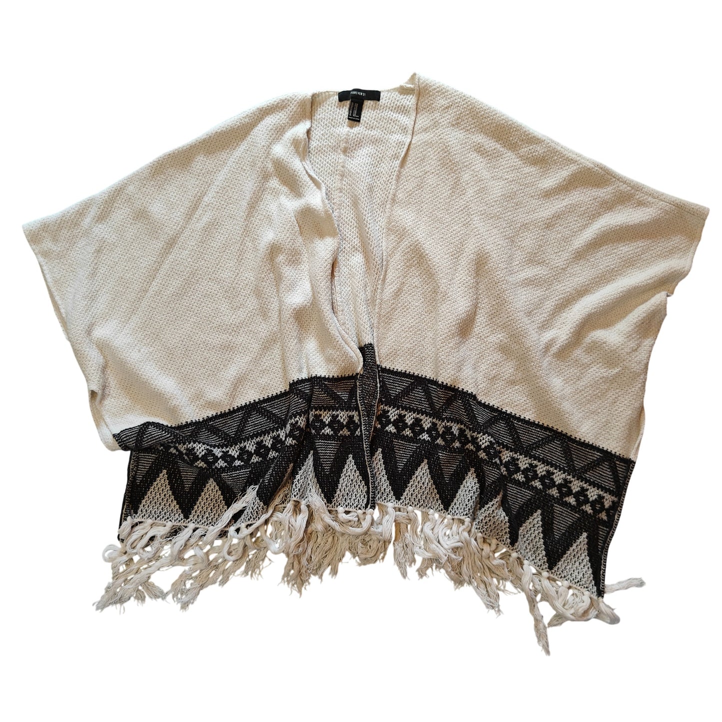 Cream Fringe Poncho