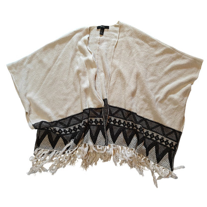 Cream Fringe Poncho