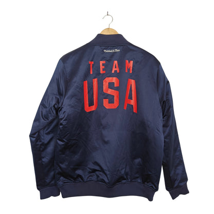 Team USA Navy Olympic Satin Bomber Jacket