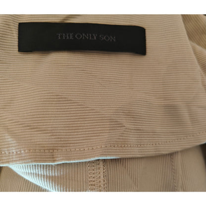 Nude Zip Front Bodycon Dress With Open Back