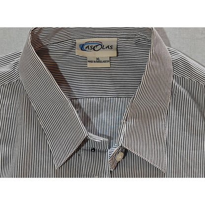 Cardinal Embroidered Striped Button Up Shirt