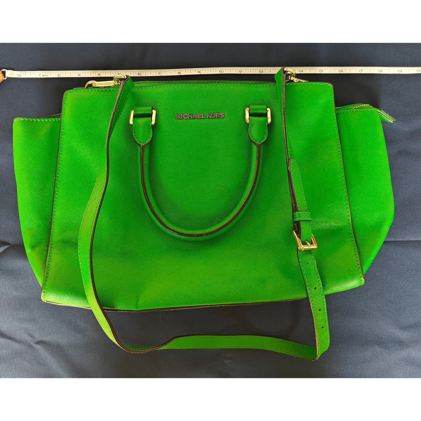 Kelly Green Saffiano Leather Satchel