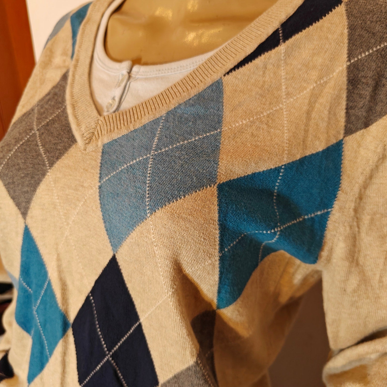 Beige Heritage Collection Argyle Cotton Sweater