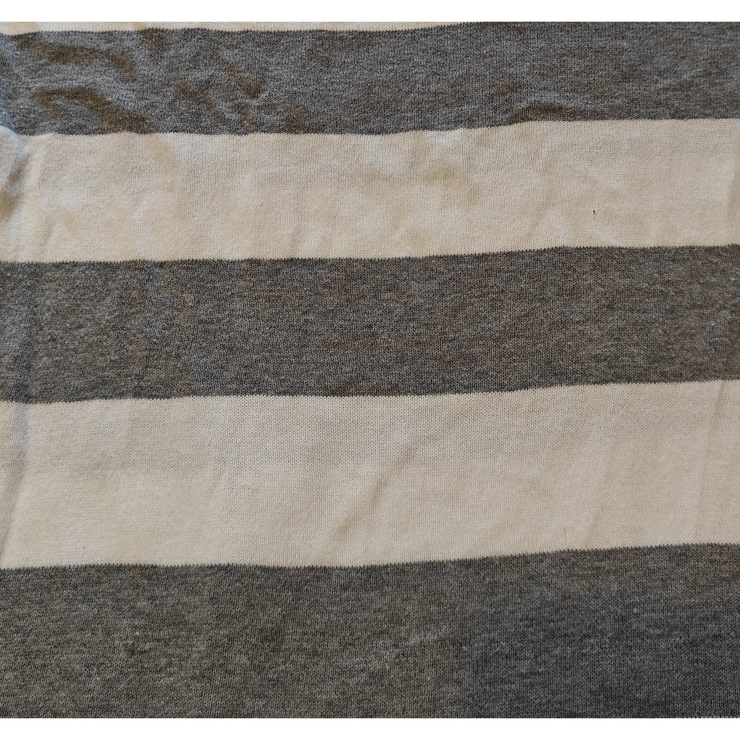 Gray and Cream Stripe Long Sleeve Knit Top