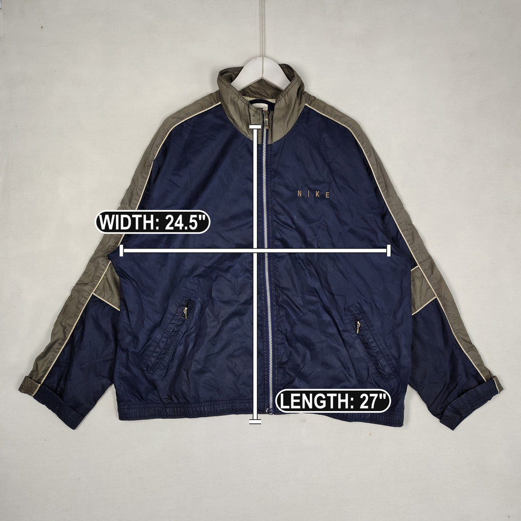 Vintage Nike Spellout Windbreaker Navy Taupe Full Zip Men’s Large