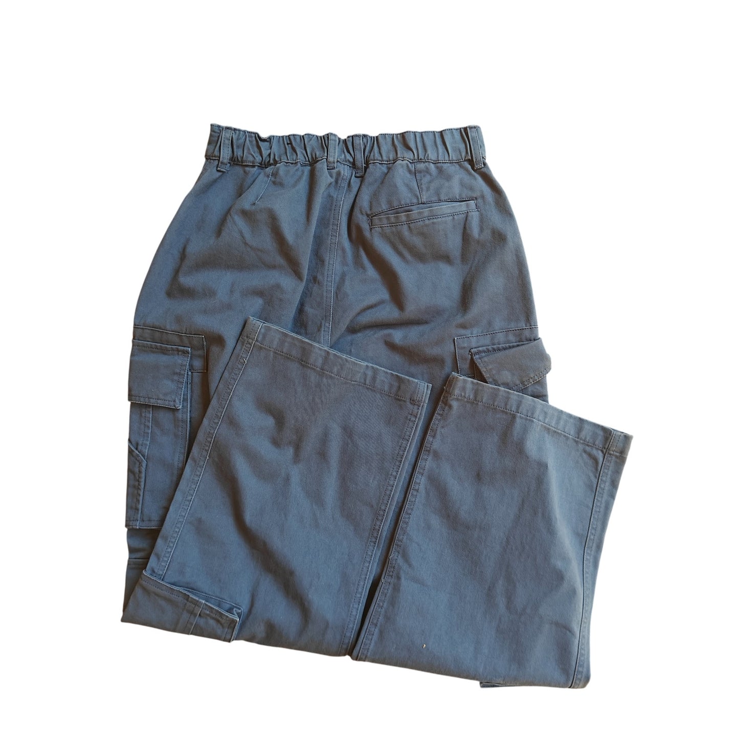 Blue Wide Leg Cargo Pants