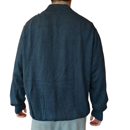 Blue Cotton Cashmere Quarter Zip Sweater