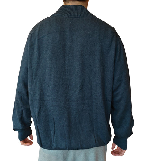 Blue Cotton Cashmere Quarter Zip Sweater