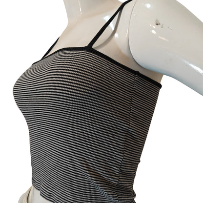 Black and White Striped Cropped Cami Tank