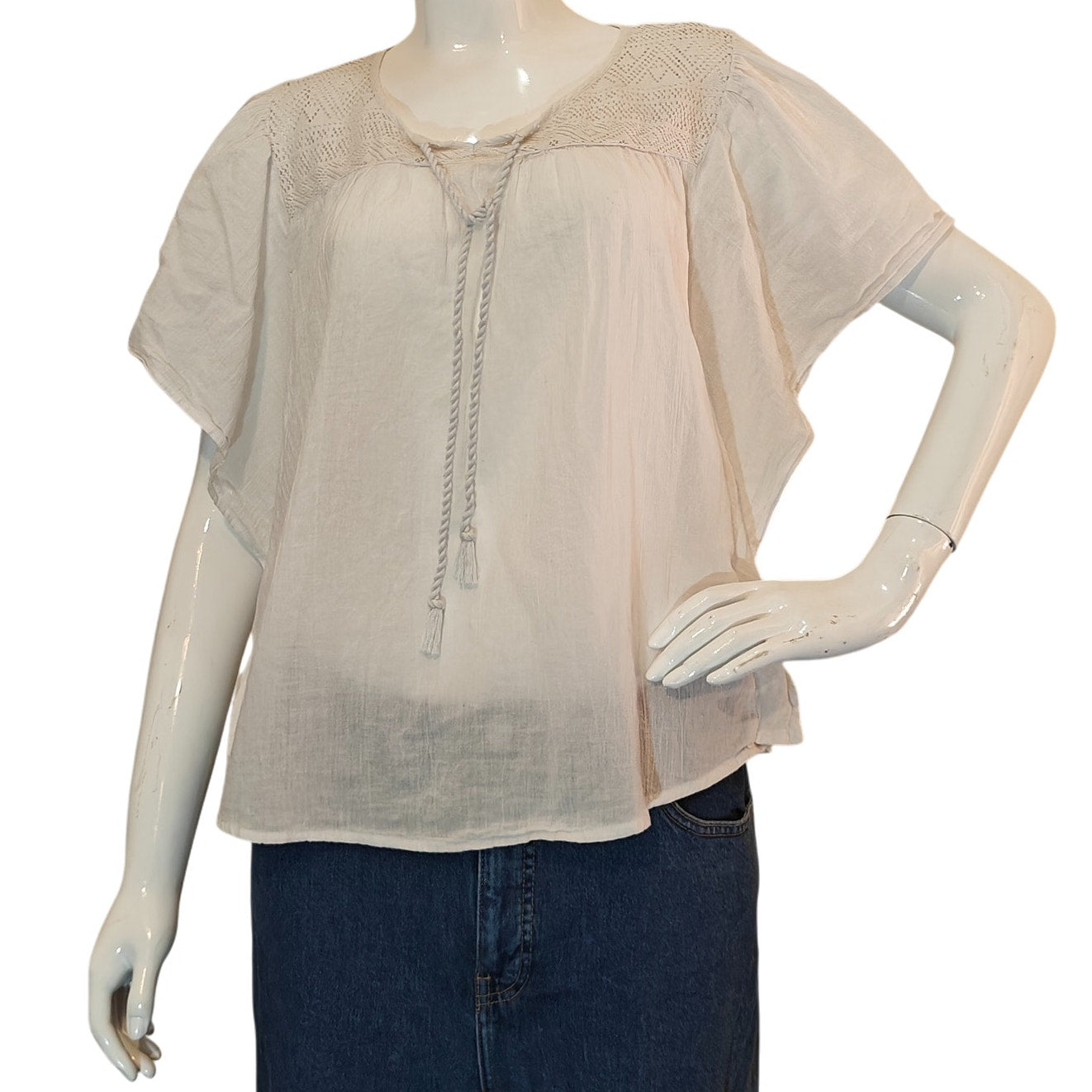 White Boho Peasant Top