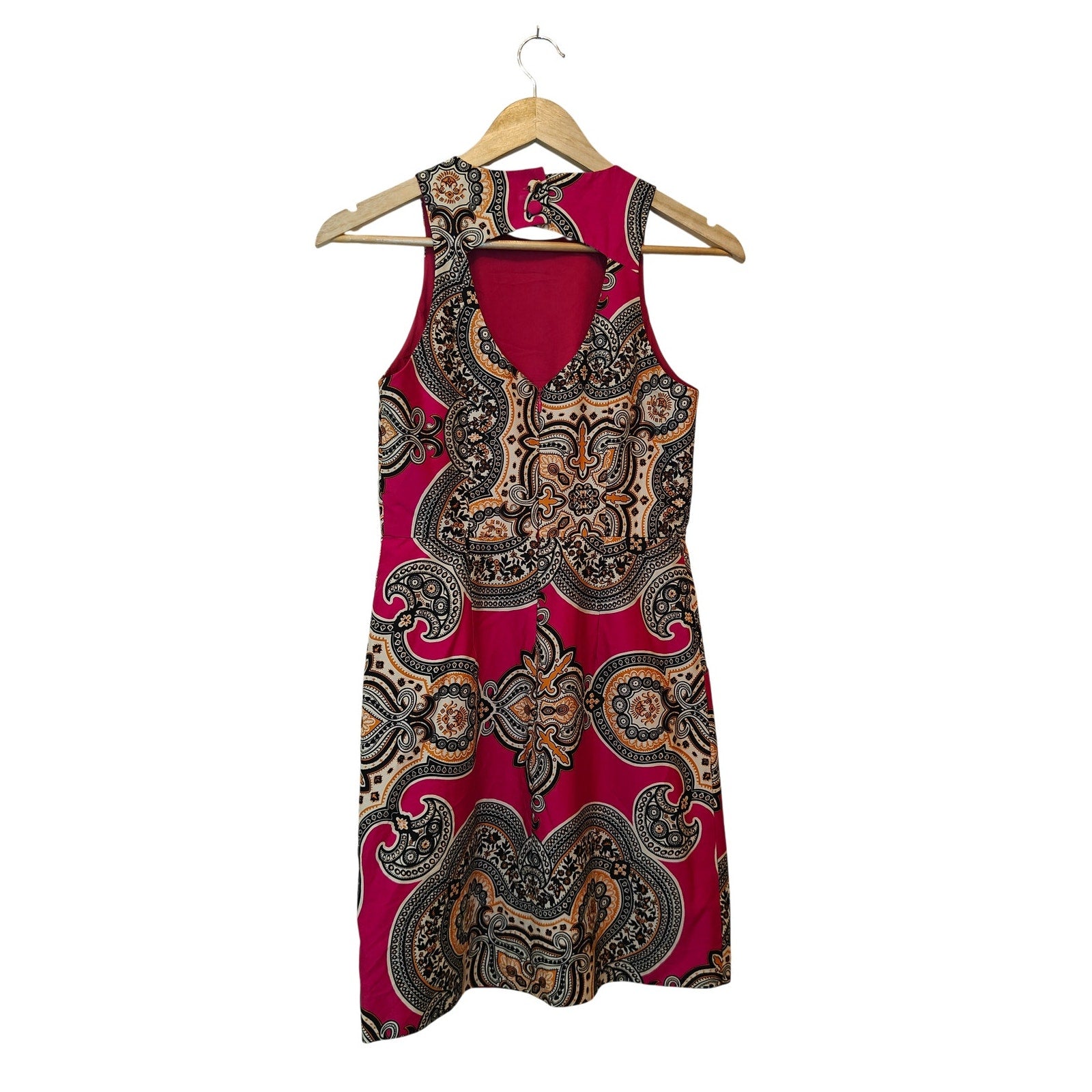 Pink Paisley Open Back Dress