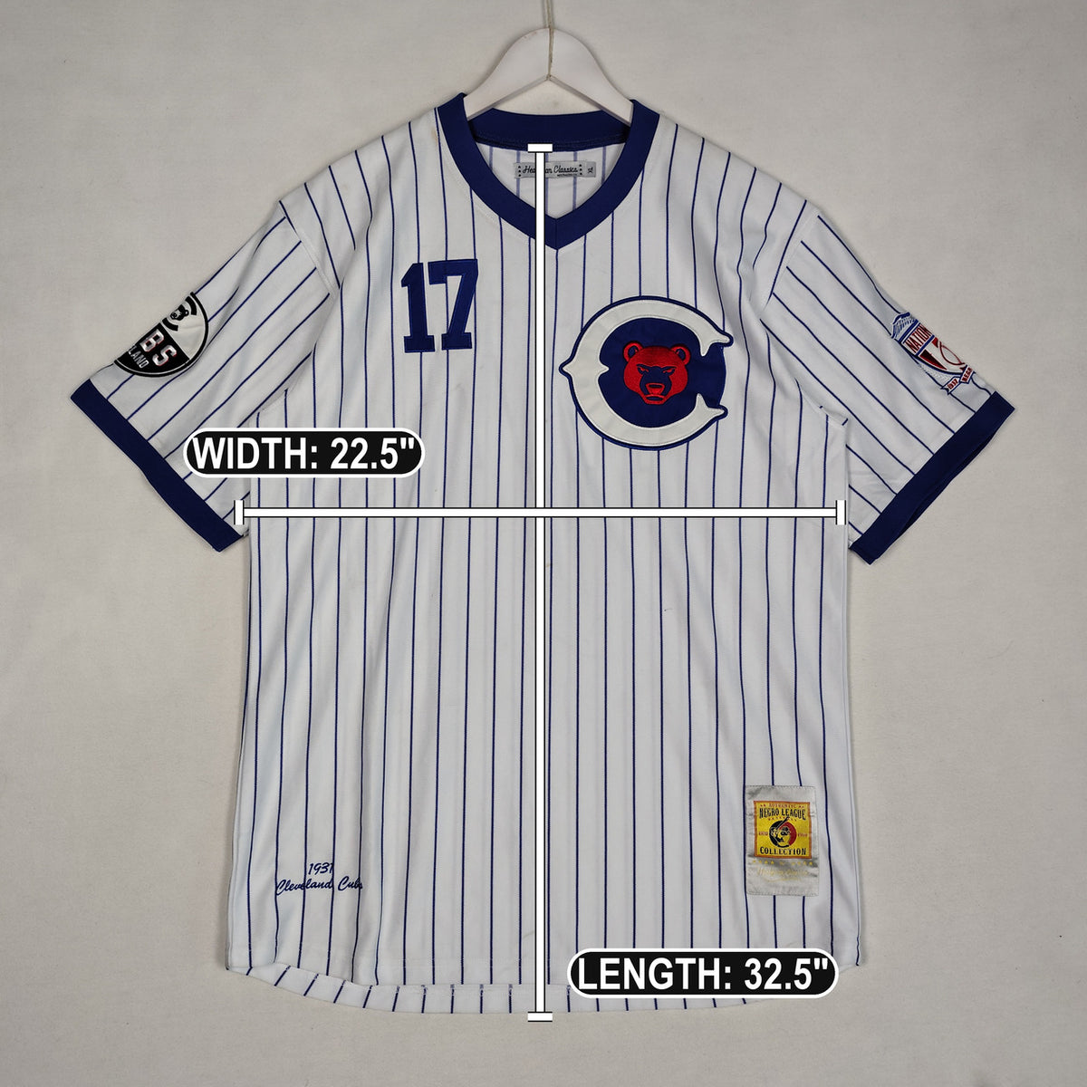 Headgear Classics 1931 Cleveland Cubs #17 Pinstripe Baseball Jersey Men’s XL